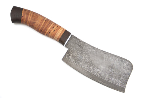 Butcher Chopper 1, Damascus, Birch Bark