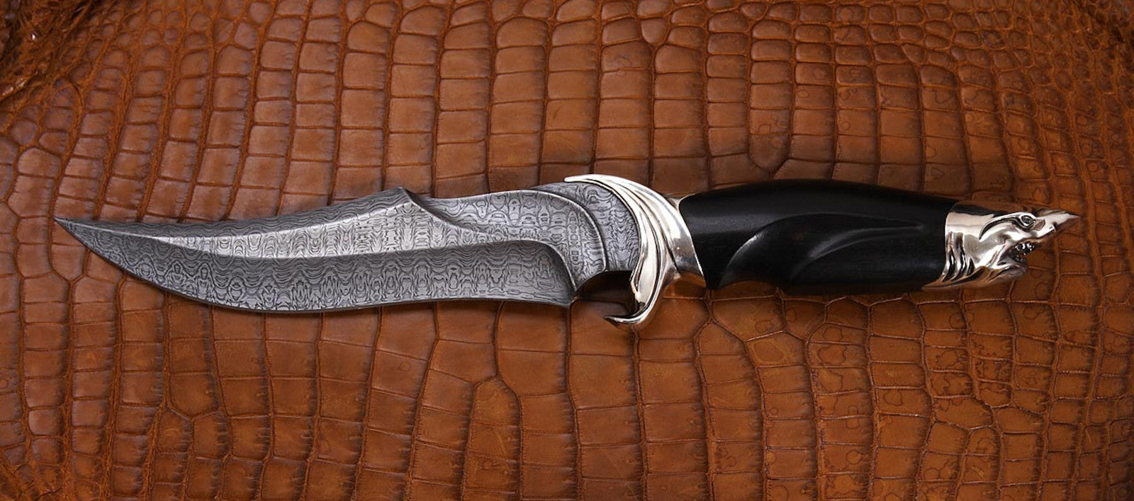 Russion Blades - Nord Crown, Akula, Custom, Fixed, Damascus, Ebony
