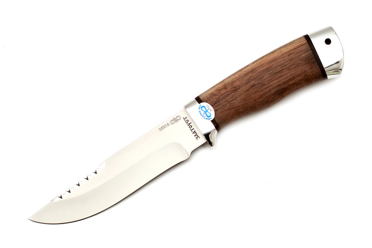 A&R, Strelets, Camping, Hunting Fixed Blade, Top Serration 95X18 Stainless, Walnut Wood Handle