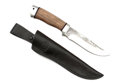 A&R, Strelets, Camping, Hunting Fixed Blade, Top Serration 95X18 Stainless, Walnut Wood Handle