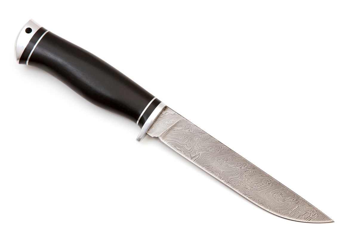 Medved, Akela, Hunting and Camping Knife, Fixed, Damascus, Hornbeam and Duralumin