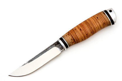 Medved, Ladya, Fishing, Hunting and Camping Knife, Fixed, 95x18 Stainless Blade, Birch Bark and Duralumin