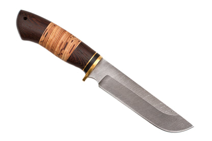 Medved, Legioner, Hunting Knife Fixed Blade, Proprietary Damascus, Birch Bark and Wenge hardwood