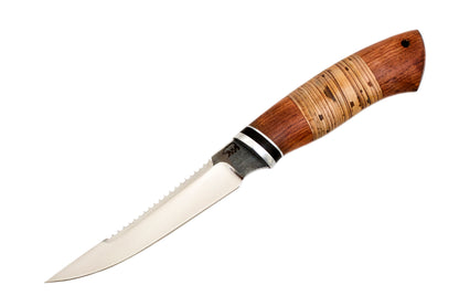 Medved, Pike, Serrated Fishing, Fixed, Stainless Blade, Birch Bark and Bubinga