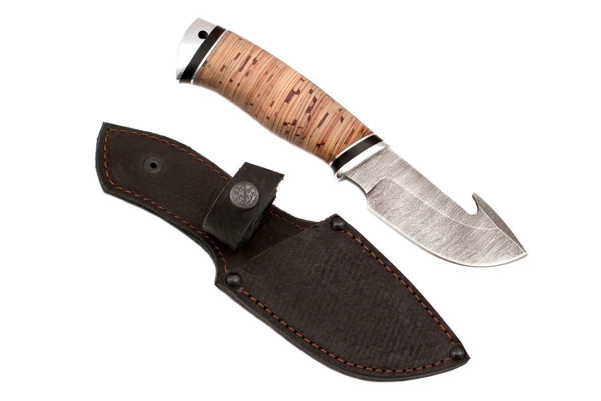 Medved, Solo Skinner, Hunting, Skinner, Fixed, Damascus, Birch Bark