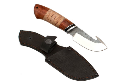 Medved, Solo Skinner, Hunting, Skinner, Fixed, Stainless Handforged, Birch Bark and bubinga
