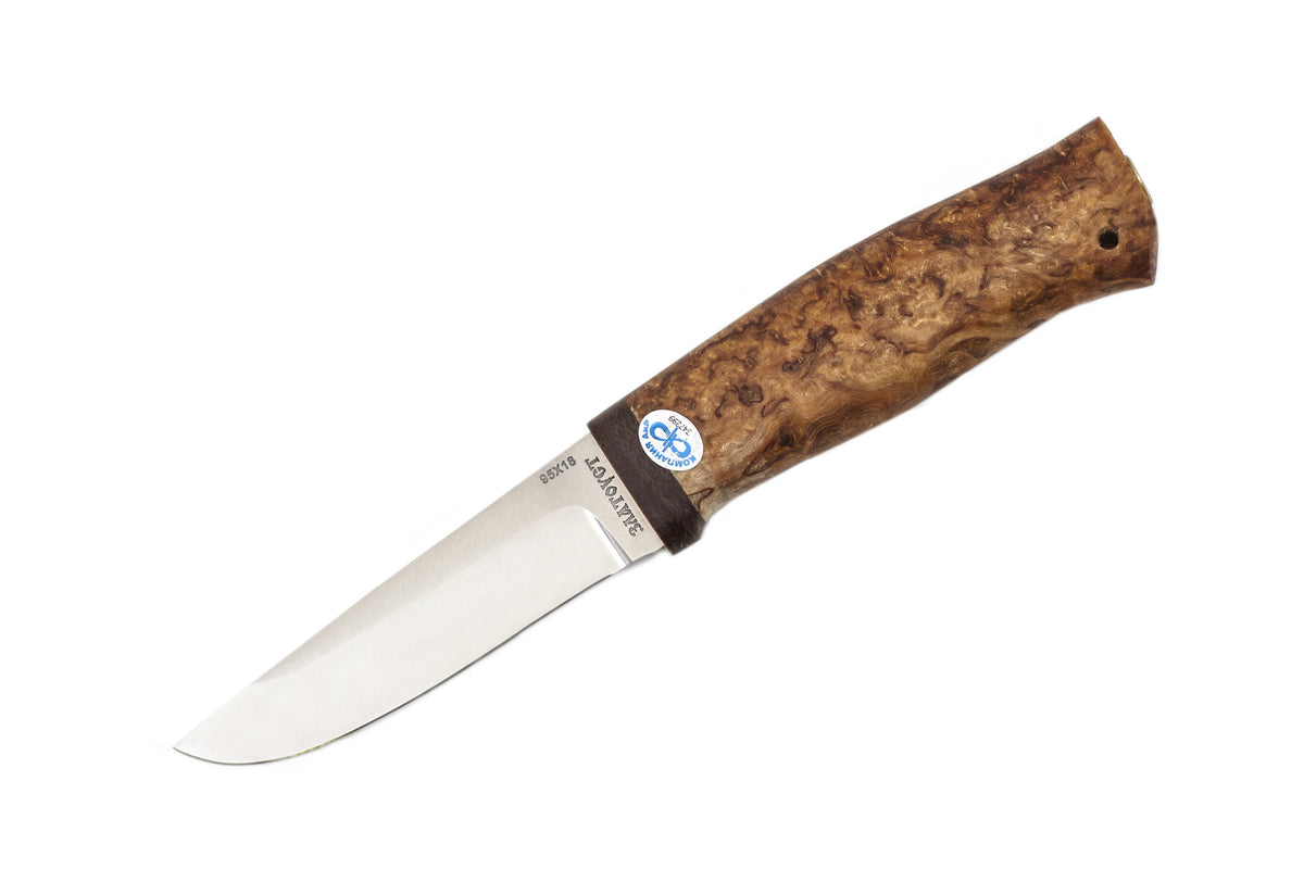 A&R, Barsuk, Hunting, Fixed, 95X18 Stainless, Karelian Birch