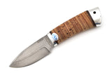 A&R, Ded Mazay, Hunting, Fixed, Zladinox ZDI1016 Stainless Damascuss, Birch Bark