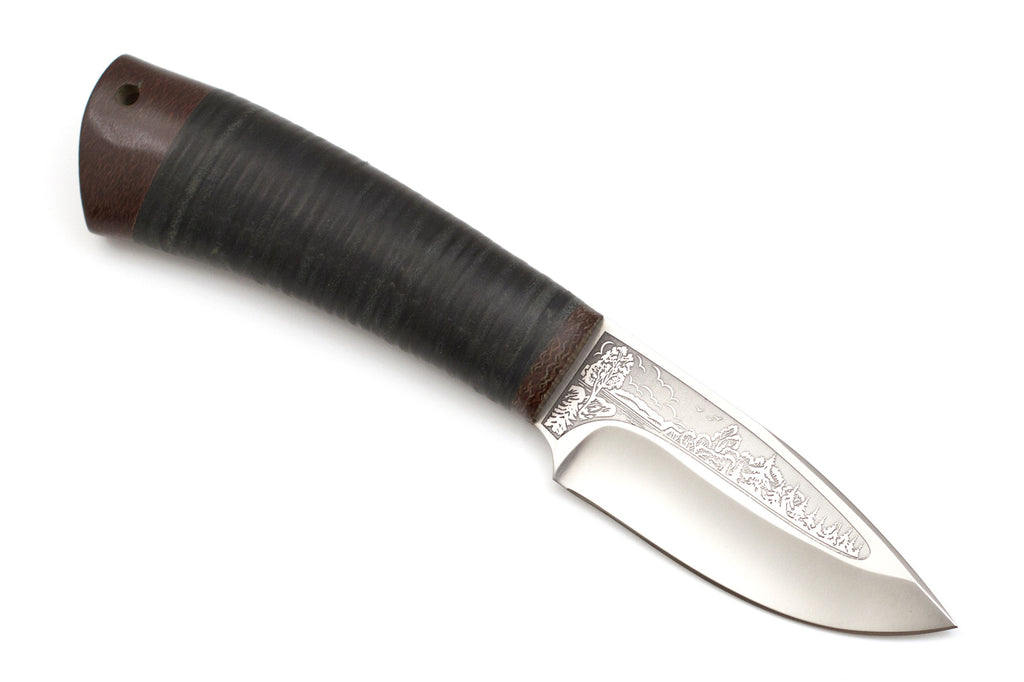 A&R, Ded Mazay, Hunting Skinner, Fixed, 95X18 Stainless, Leather