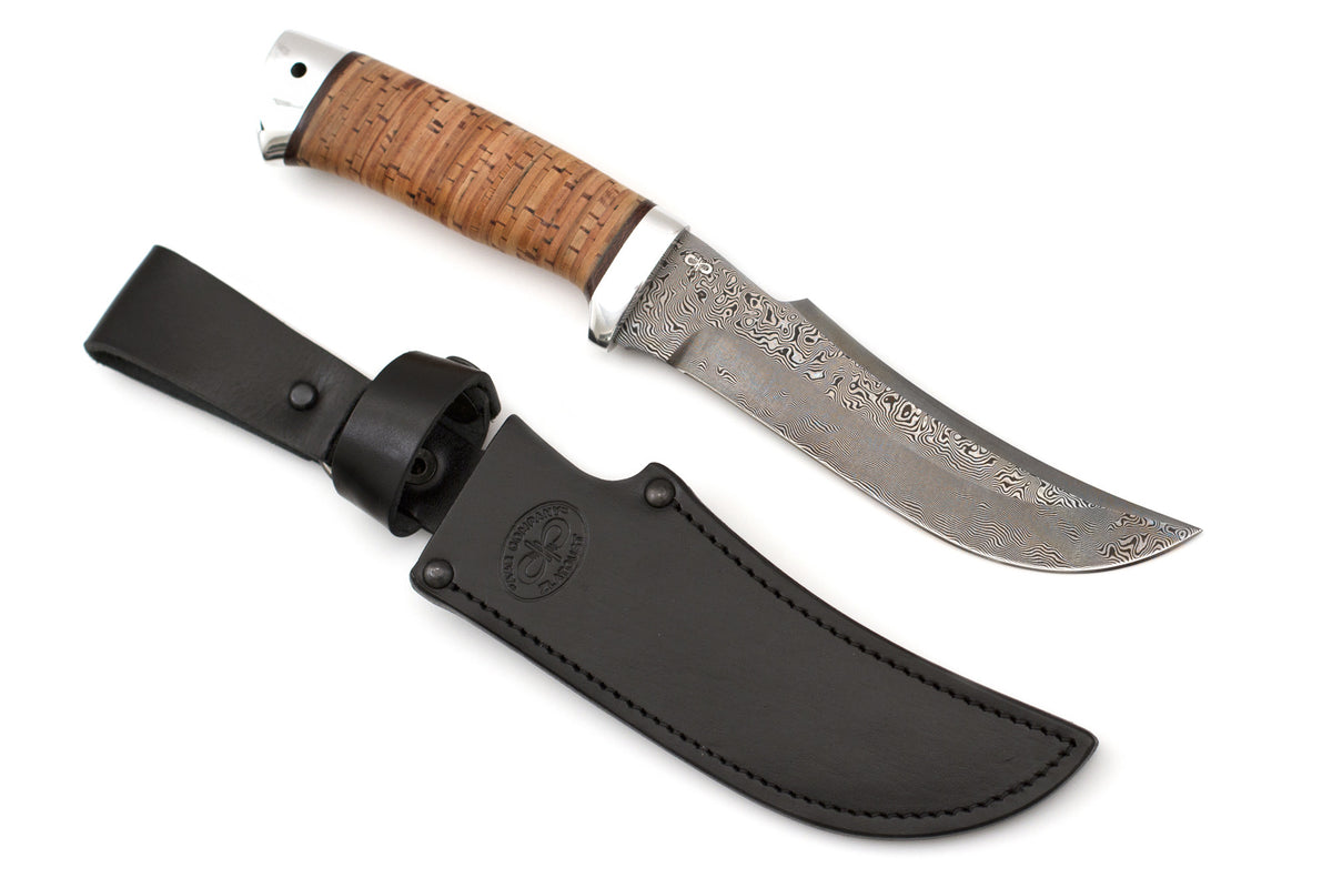 A&R, Dubrava, Hunting, Fixed, ZDI 0803 Polished Damascus, Birch Bark