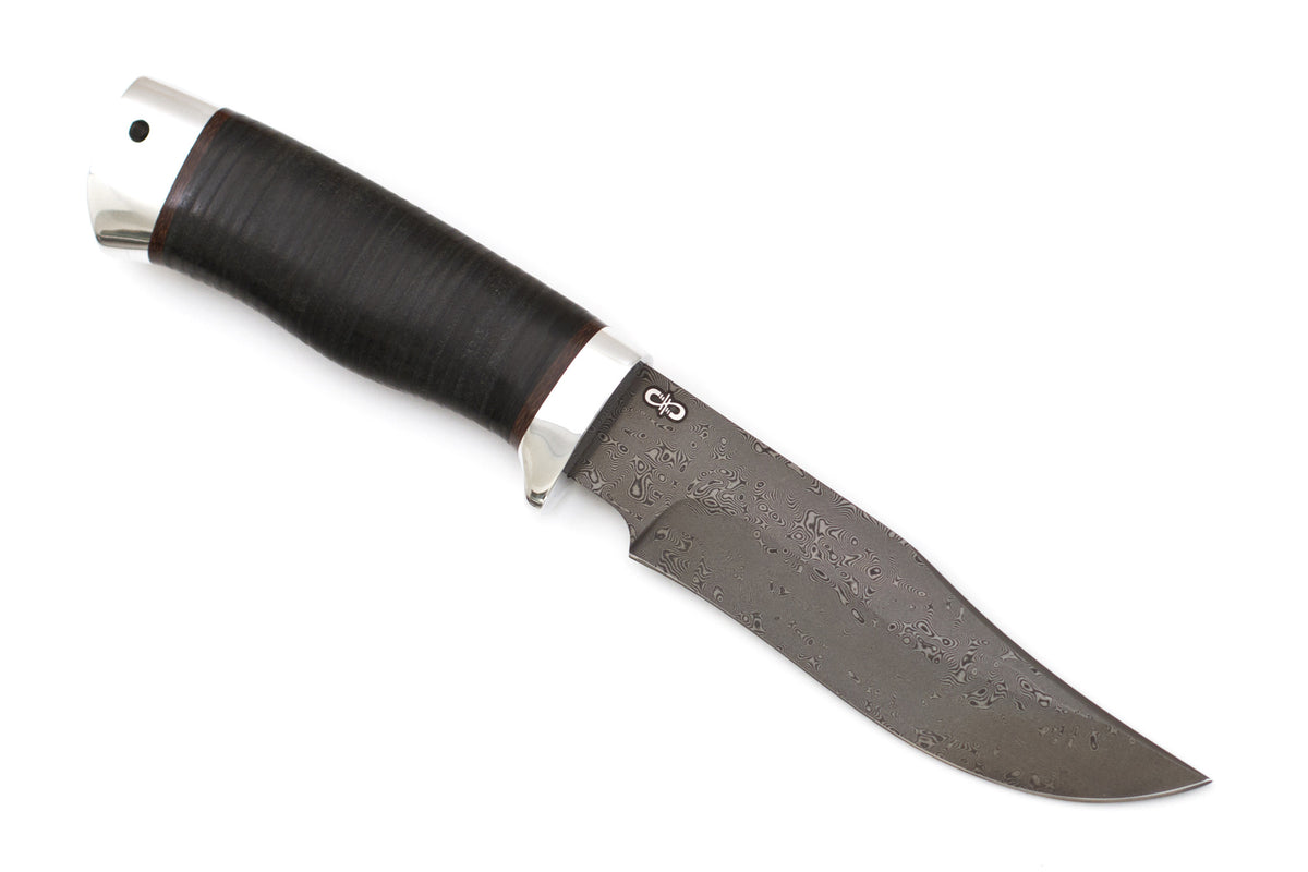 A&R, White Fang, Hunting, Fixed, ZD 0803 Damascuss, Leather