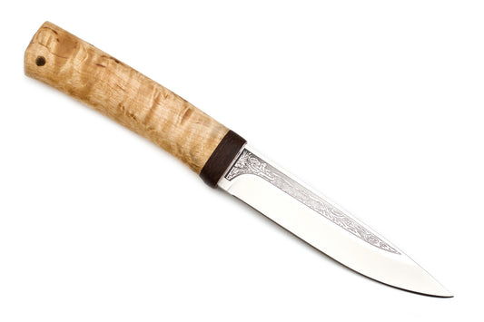 A&R, Klev, Fishing, Fixed, 95X18 Stainless, Karelian Birch