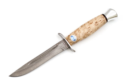 A&R, Finka 2, Tactical, Fixed, Zladinox ZDI1016 Stainless Damascuss, Karelian Birch