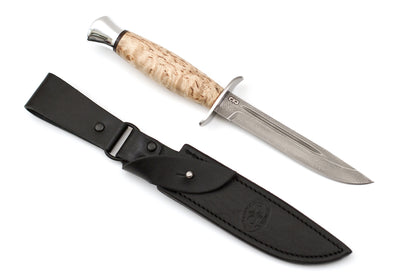 A&R, Finka 2, Tactical, Fixed, Zladinox ZDI1016 Stainless Damascuss, Karelian Birch
