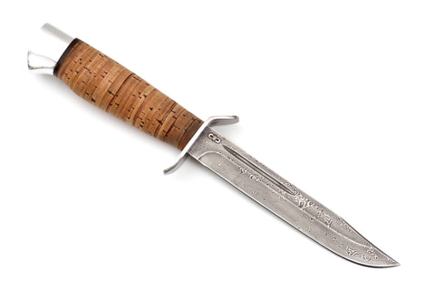 A&R, Shtrafbat, Hunting, Fixed, Zladinox ZDI1016 Stainless Damascuss, Birch Bark