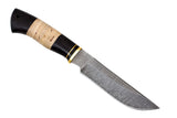 Hunting Knife Long Day (Damascus, Hornbeam wood, Birch bark)