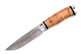 Medved, Karma, Hunting and Camping knife, Fixed, Damascus blade, Birch Bark handle