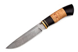 Medved, Karma, Hunting and Camping knife, Fixed, Damascus blade, Birch Bark Combo  handle