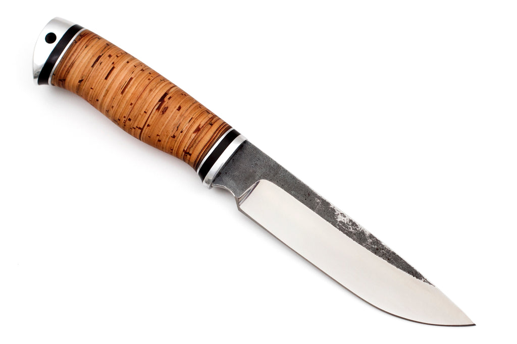 Medved, Karma, Hunting and Camping knife, Fixed, Stainless 95X18 blade, Birch Bark and Aluminum handle