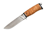Medved, Hana, Mid size Hunting, Fixed, Damascus Blade, Birch Bark Handle