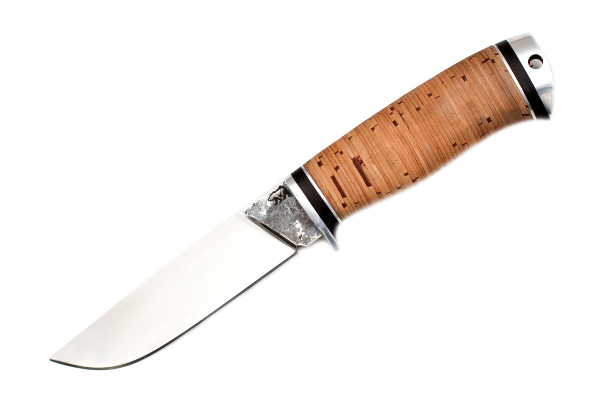 Medved, Hana, Mid size Hunting, Fixed, Stainless 95X18 Blade, Birch Bark Handle