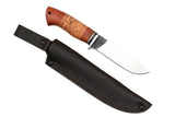 Medved, Hana, Mid size Hunting, Fixed, Stainless 95X18 Blade, Bubinga and Birch Bark Combo Handle