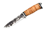 Medved, Hana, Mid size Hunting, Fixed, Hammerforged 9XC Blade, Birch Bark Handle, Aluminum Pommel