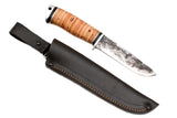 Medved, Hana, Mid size Hunting, Fixed, Hammerforged 9XC Blade, Birch Bark Handle, Aluminum Pommel