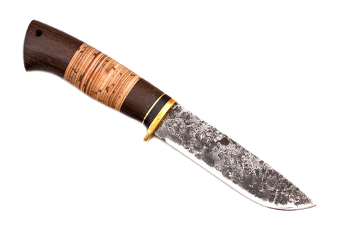 Medved, Hana, Mid size Hunting, Fixed, Hammerforged 9XC Blade, Wenge and Birch Bark Combo Handle