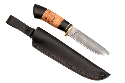 Medved, Hana, Mid size Hunting, Fixed, Diamond Cutting XB-5 Blade, Hornbeam and Birch Bark Combo Handle