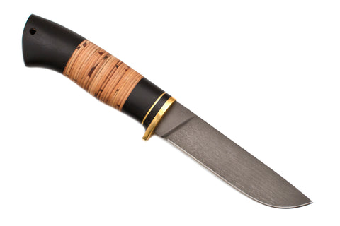 Medved, Hana, Mid size Hunting, Fixed, Bulat (Fulat) or Wootz Damascus Blade, Birch Bark Handle