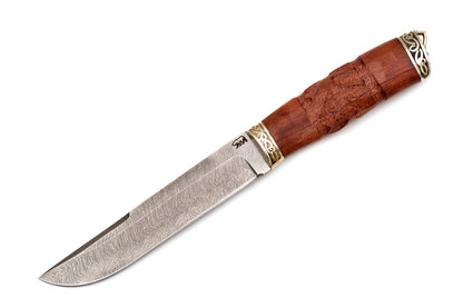 Medved, The Last One model, Hunting and Camping, Fixed, Damascus Blade, Carved Bubinga Handle