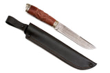 Medved, The Last One model, Hunting and Camping, Fixed, Damascus Blade, Carved Bubinga Handle