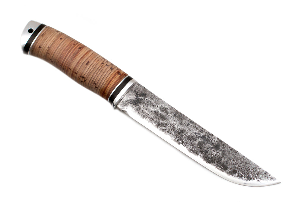 Medved, The Last One model, Hunting and Camping, Fixed, 9XC Raw Blade, Birch Bark Handle