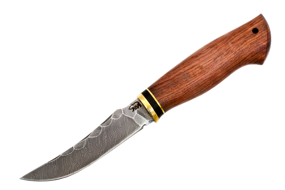 Medved, Forel (Trout), Fishing knife, Fixed, Stone Damascus Blade, Bubinga handle