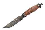 Fedotov,  Knife,  Integral,  Damascus+Ni Damascus,  Carved Karel Birch Handle