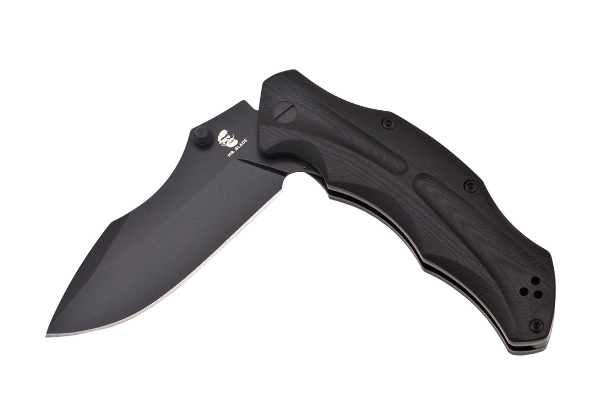 Mr. Blade Folding knife HT-1 - D2 Black Steel - G10 BLACK Handle - Heavy Duty Tactical EDC