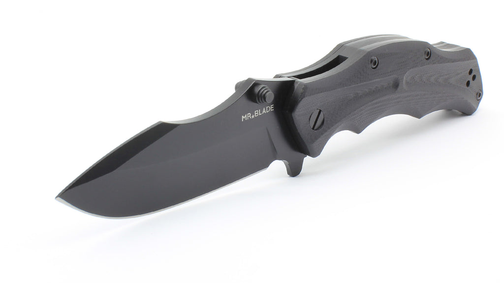 Mr. Blade Folding knife HT-1 - D2 Black Steel - G10 BLACK Handle - Heavy Duty Tactical EDC