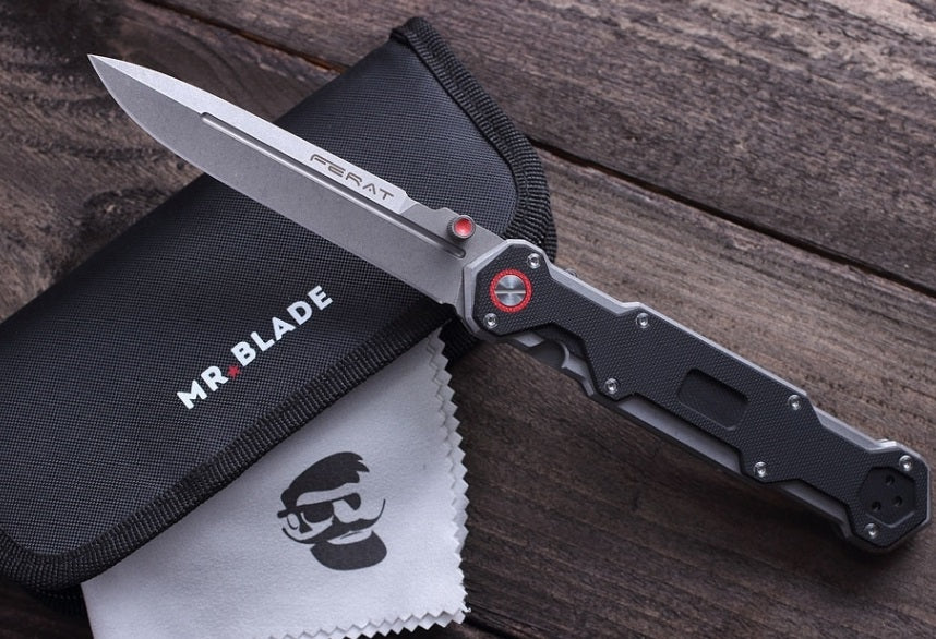 Mr. Blade Folding knife FERAT - D2 Stonewash Steel - G10 BLACK Handle - Urban Tactical Design