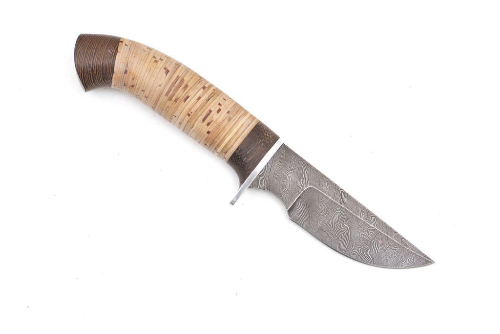 Russian Bulat, Belka, Hunting, Fixed, Damascus, Birch Bark