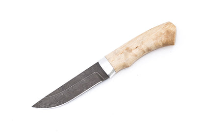 Russian Bulat, Burunduk, Hunting, Fixed, Damascus, Karelian Birch