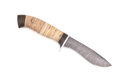 Russian Bulat, Leshyi, Hunting, Fixed, Damascus, Birch Bark