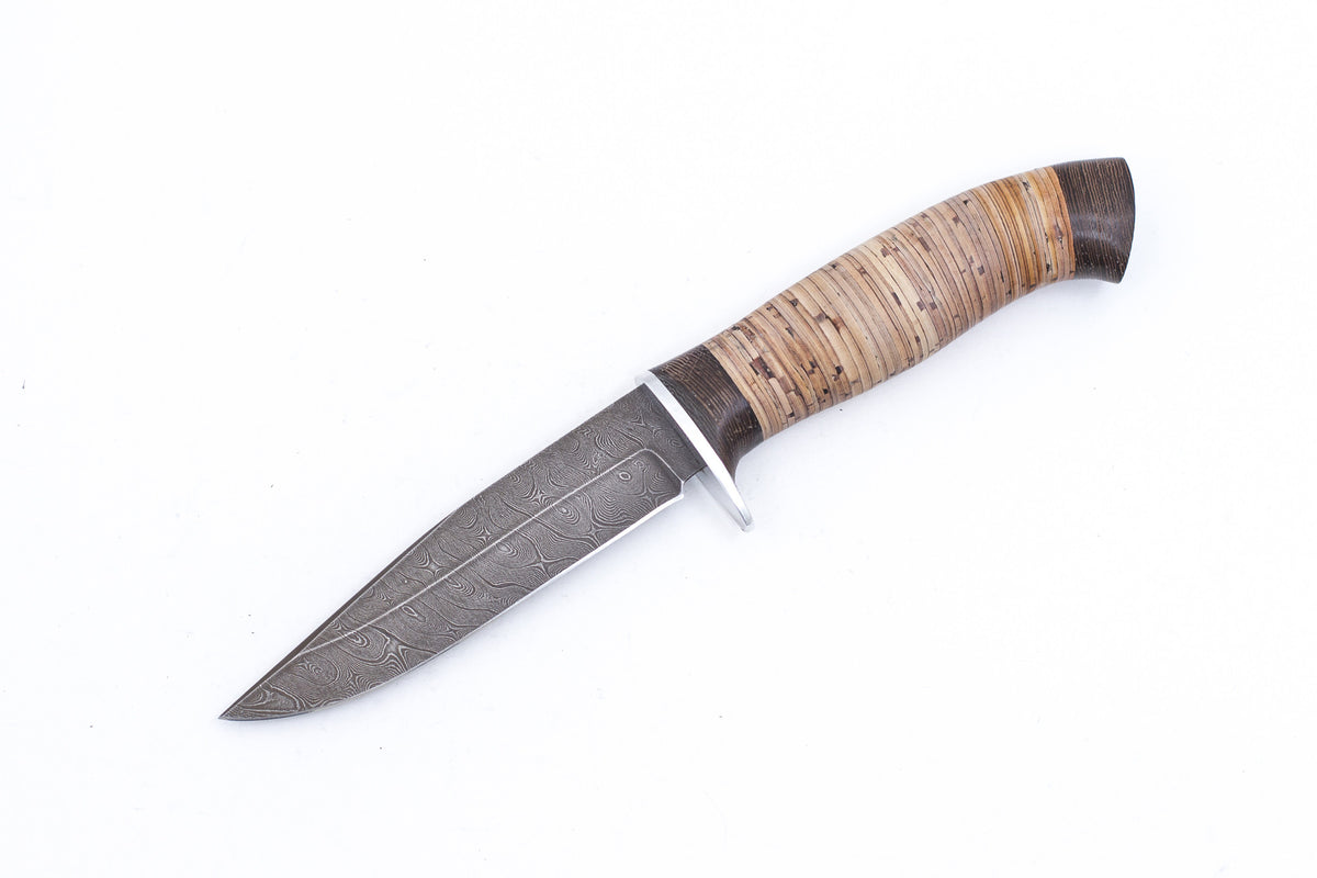 Russian Bulat, Vyzov, Hunting, Fixed, Damascus, Birch Bark