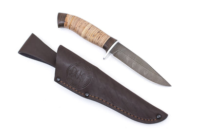 Russian Bulat, Vyzov, Hunting, Fixed, Damascus, Birch Bark