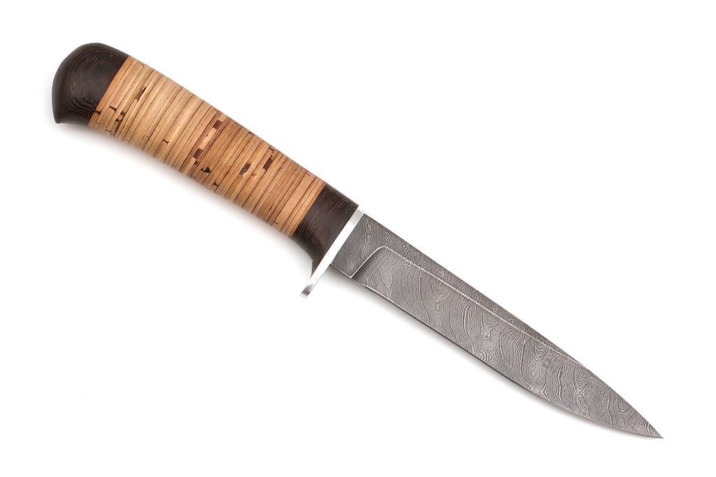 Hunting Knife Groza, Damascus, Birch Bark