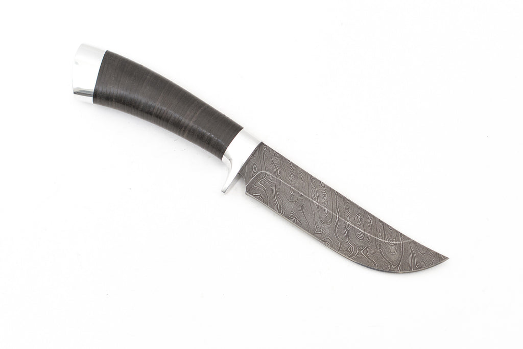Russian Bulat, Shurale, Hunting, Fixed, Damascus, Leather