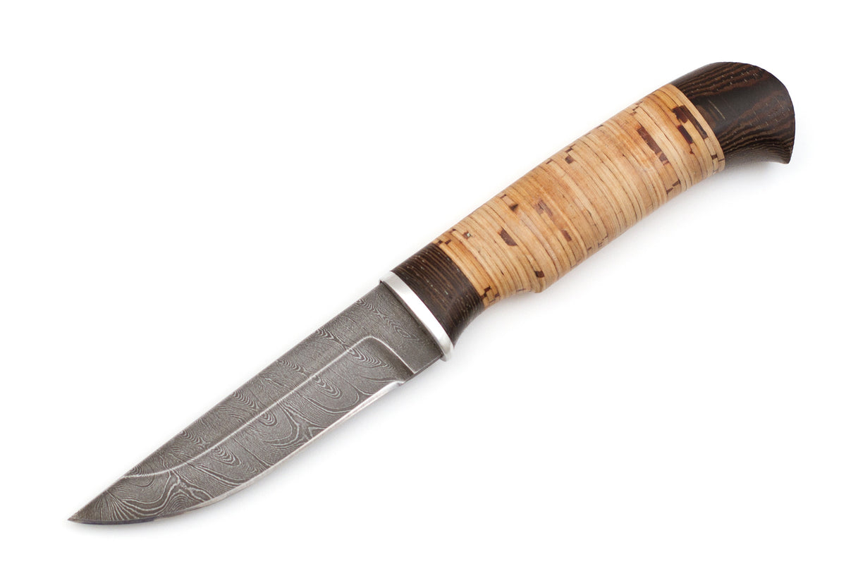 Russian Bulat, Kostroma, Hunting, Fixed, Damascus, Birch Bark