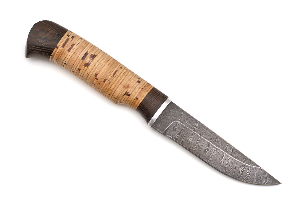 Hunting Knife Kostroma, Damascus, Birch Bark