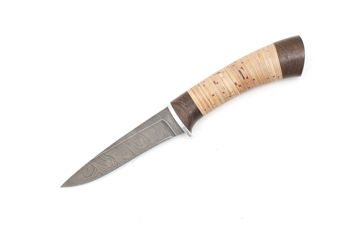 Russian Bulat, Strela, Hunting, Fixed, Damascus, Birch Bark