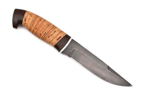 Hunting Knife Shuga, Damascus, Birch Bark